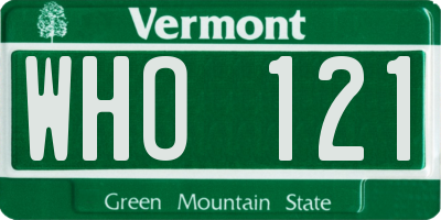 VT license plate WHO121