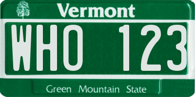 VT license plate WHO123