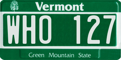 VT license plate WHO127