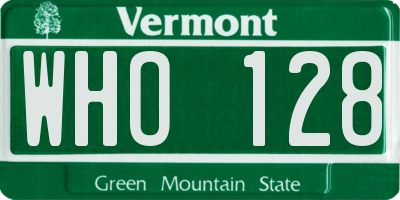 VT license plate WHO128