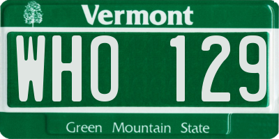 VT license plate WHO129