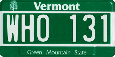 VT license plate WHO131