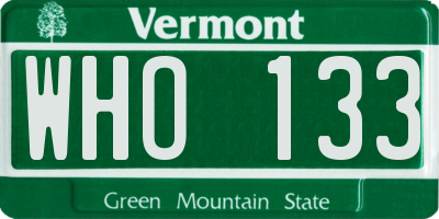 VT license plate WHO133