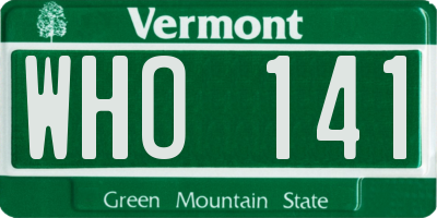 VT license plate WHO141