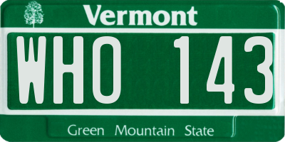 VT license plate WHO143