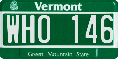 VT license plate WHO146