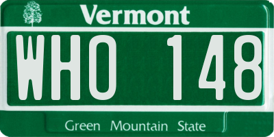 VT license plate WHO148