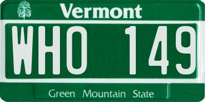 VT license plate WHO149