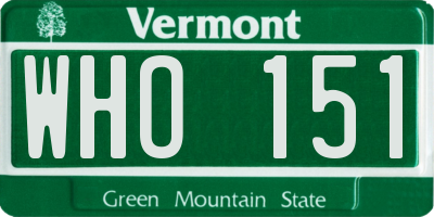 VT license plate WHO151