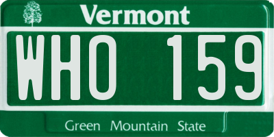 VT license plate WHO159