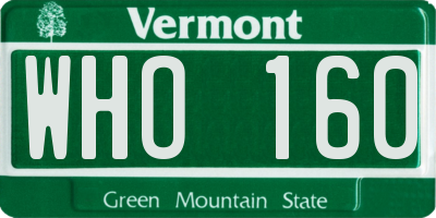 VT license plate WHO160