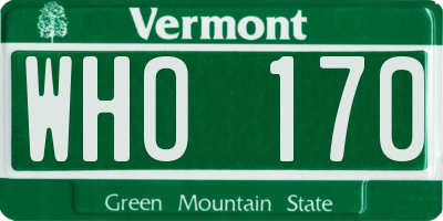 VT license plate WHO170