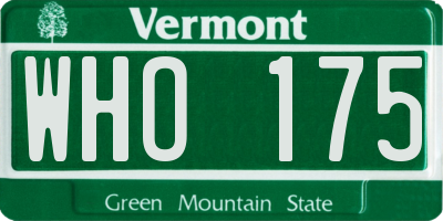 VT license plate WHO175