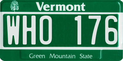 VT license plate WHO176