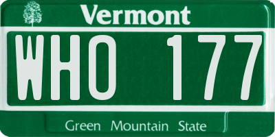 VT license plate WHO177