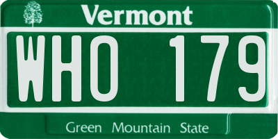 VT license plate WHO179