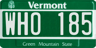 VT license plate WHO185