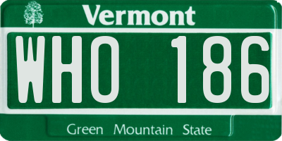 VT license plate WHO186