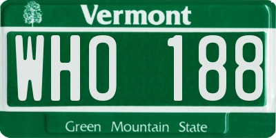 VT license plate WHO188