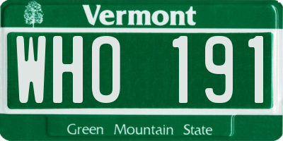 VT license plate WHO191
