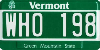 VT license plate WHO198