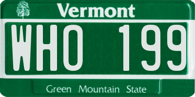 VT license plate WHO199