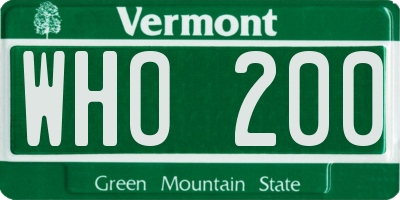 VT license plate WHO200
