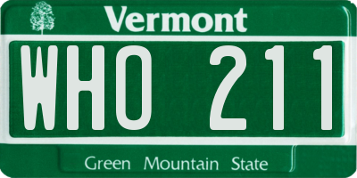 VT license plate WHO211