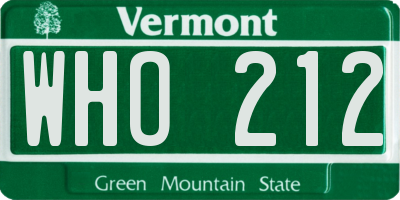VT license plate WHO212