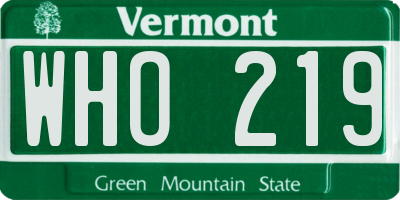 VT license plate WHO219