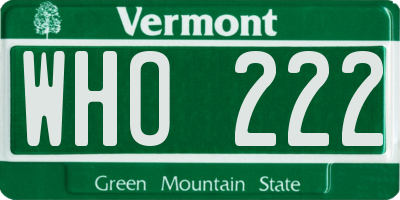 VT license plate WHO222