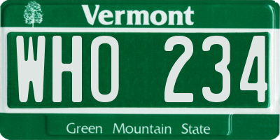 VT license plate WHO234