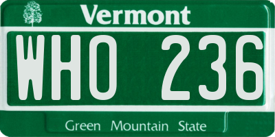 VT license plate WHO236