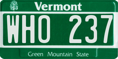 VT license plate WHO237