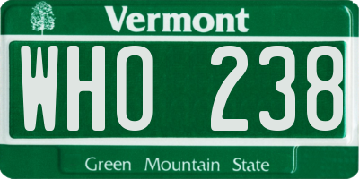 VT license plate WHO238