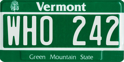 VT license plate WHO242