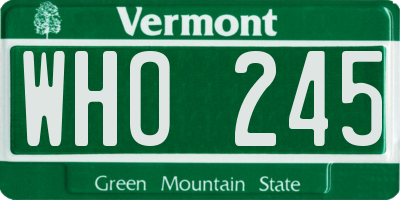 VT license plate WHO245