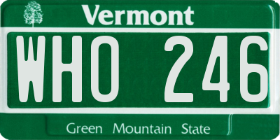 VT license plate WHO246