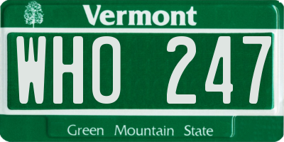 VT license plate WHO247