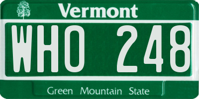 VT license plate WHO248