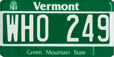 VT license plate WHO249