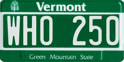 VT license plate WHO250