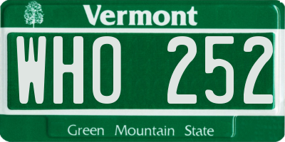 VT license plate WHO252