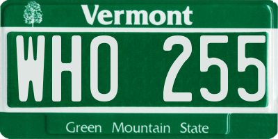 VT license plate WHO255