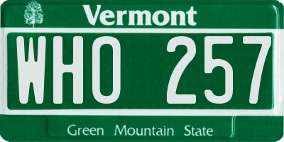 VT license plate WHO257