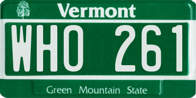 VT license plate WHO261