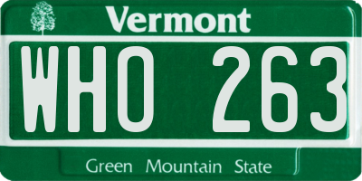 VT license plate WHO263
