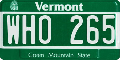 VT license plate WHO265