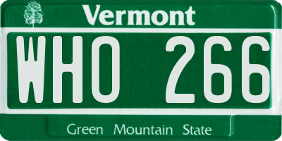 VT license plate WHO266