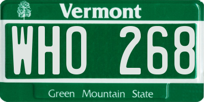 VT license plate WHO268